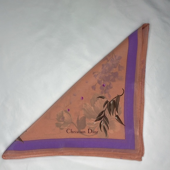 Christian Dior silk scarf - floral design vintage - authenticity certificate - Picture 4 of 6